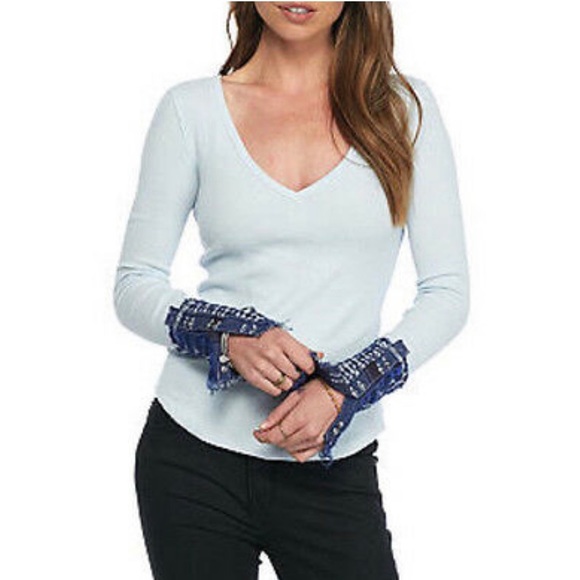 We the free Art School Embroidered thermal blue XS - Picture 2 of 8